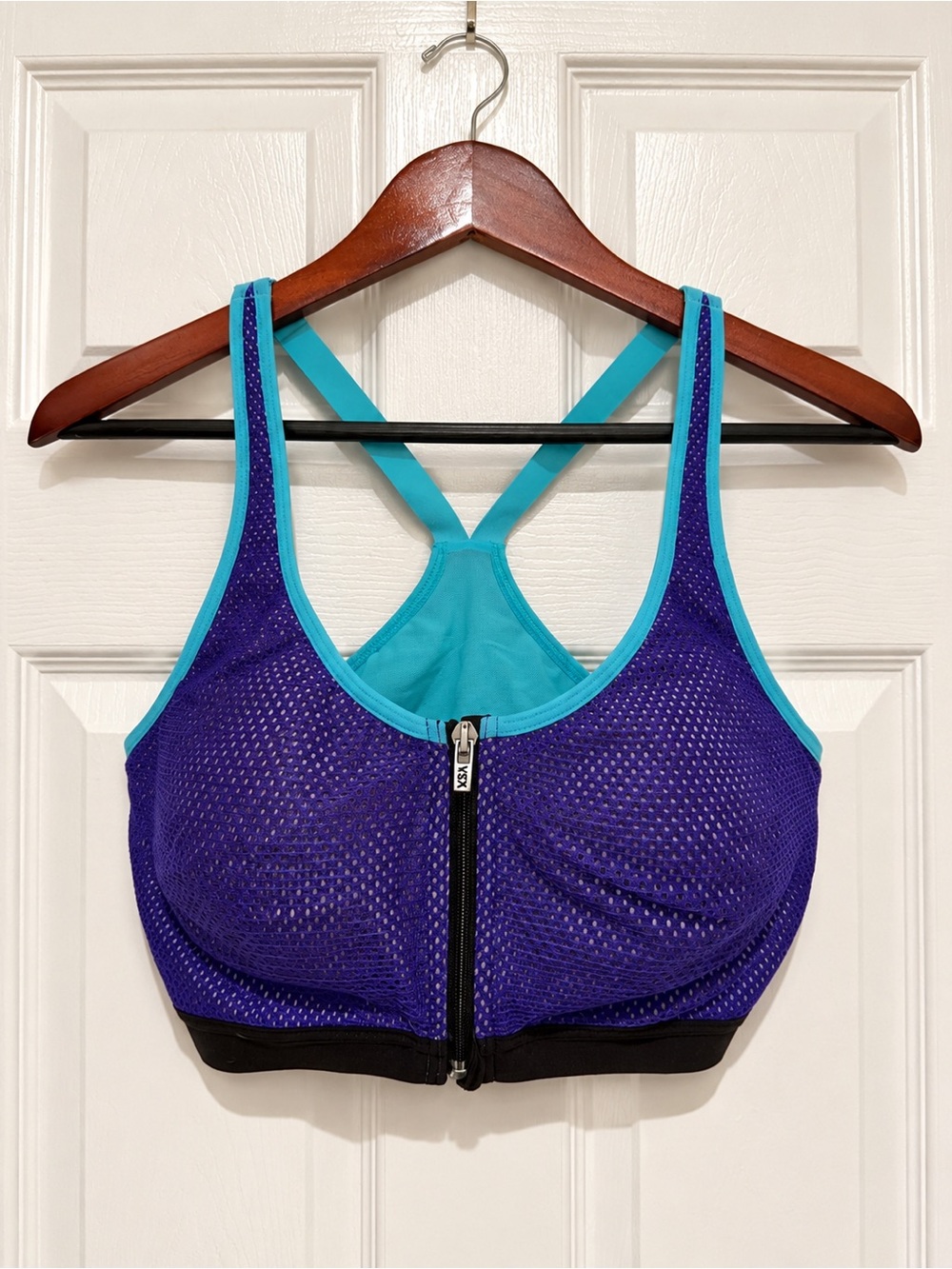 Victoria’s Secret VSX Sport Purple Teal Front-Zip Sports Bra 34D – Never Worn